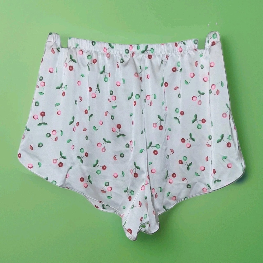 Colsie Womens Cami & Shorts Pajama Set Sleepwear Satin Cherry Print Size M - Picture 6 of 16